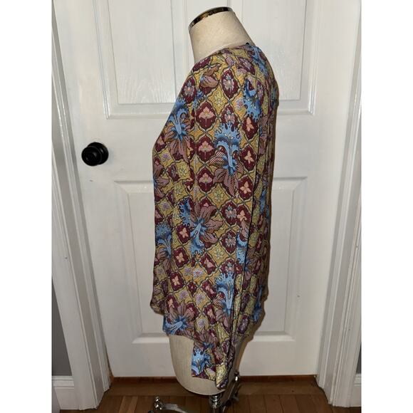 Anthropologie Selene Floral Geometric Long-Sleeve Blouse by TANVI KEDIA Sz 8 - Picture 2 of 6